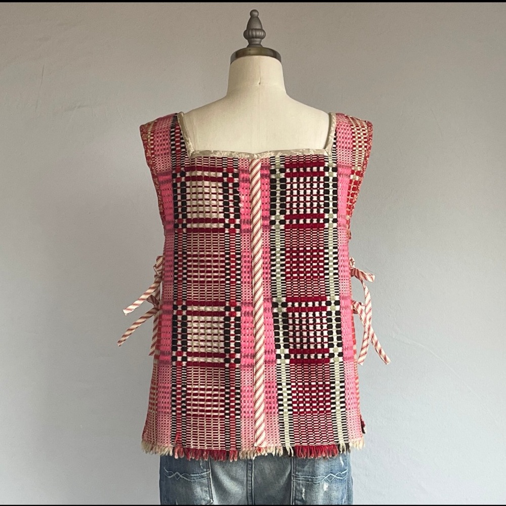 Patchwork Wool Vest / Cropped Upcycled Hand Woven… - image 5